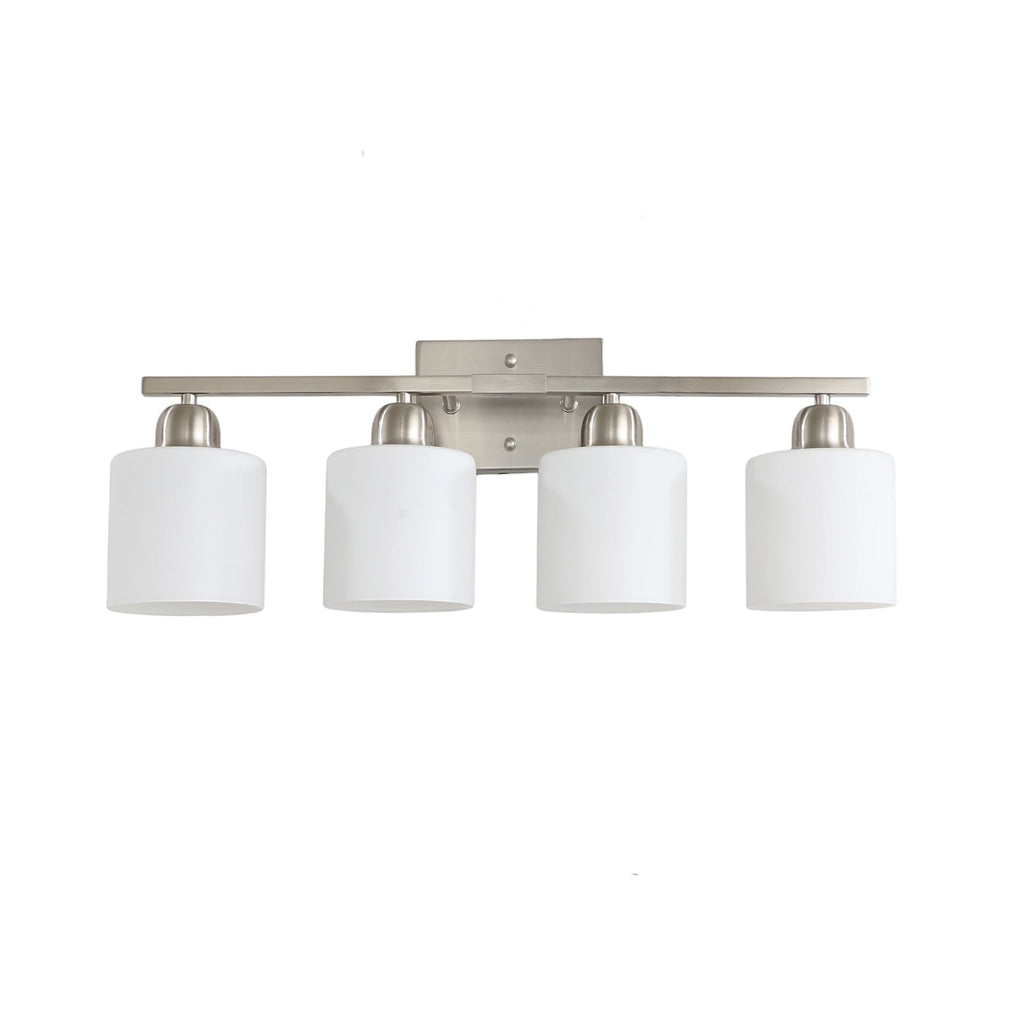 Modern 4-Light Bathroom Fixture with Nickel Finish