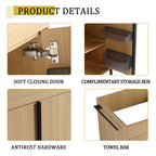 60-Inch Freestanding Bathroom Cabinet with Soft Close Doors & Open Storage - Oak