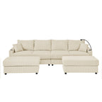 Modern U-Shaped Couch with Storage and Ottomans