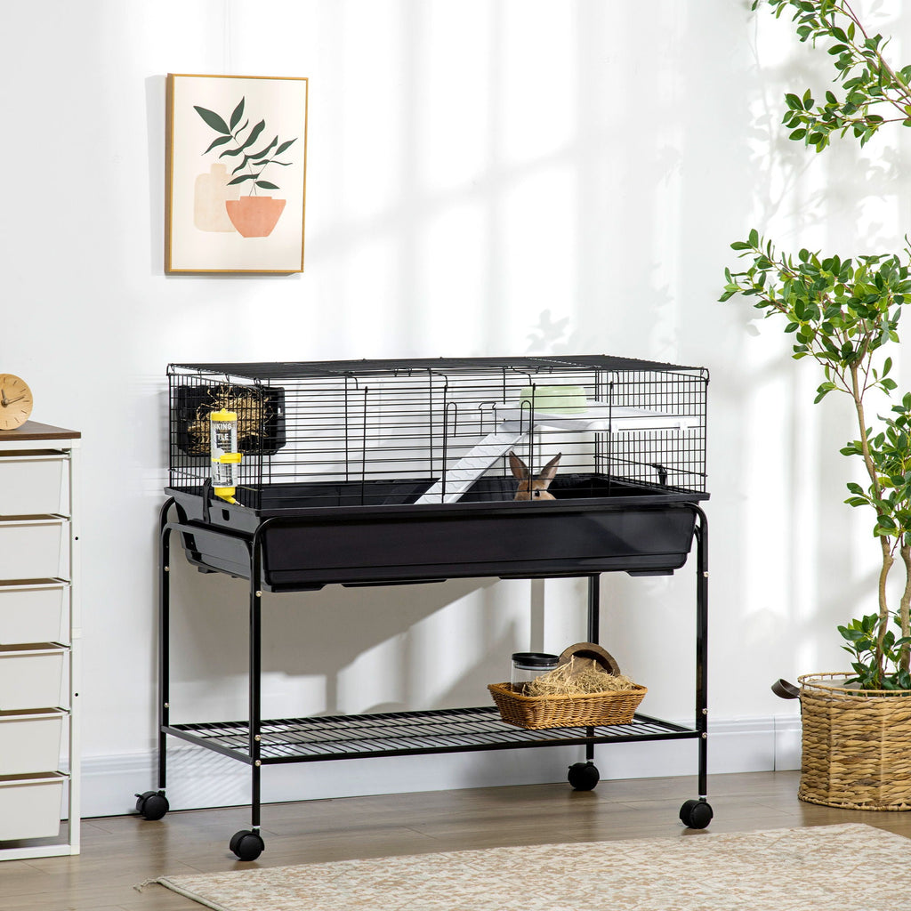 Small Animal Cage with Removable Stand and Wheels - Black