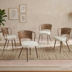 Farmhouse Style Wicker Dining Chair with Wing-Back Design - Light or Dark Brown