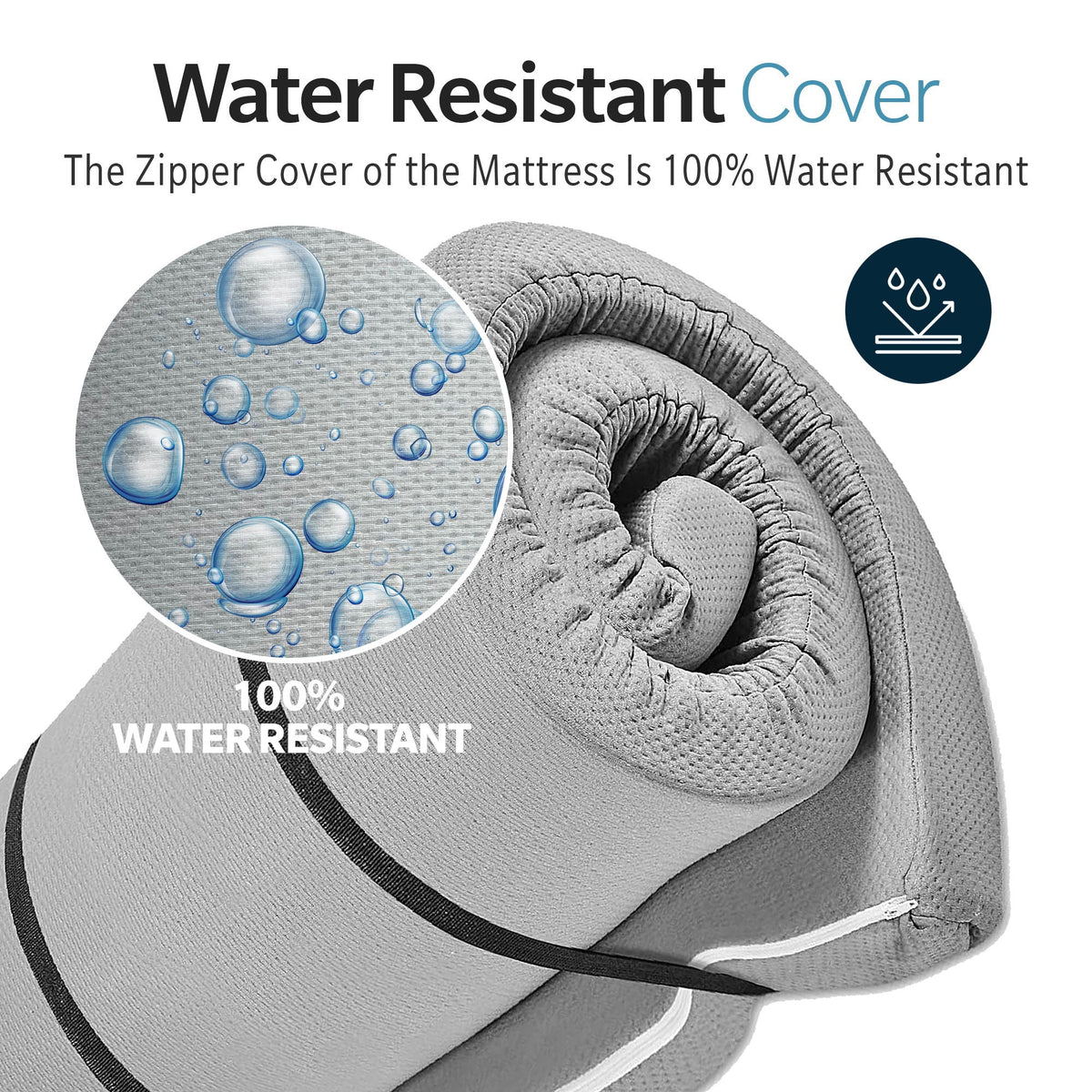 Memory Foam Camping Mattress with Water Resistant Cover - Dark Gray