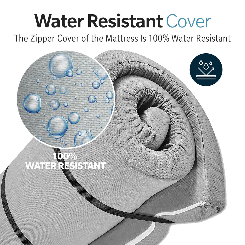 Memory Foam Camping Mattress with Water-Resistant Zipper Cover - Gray