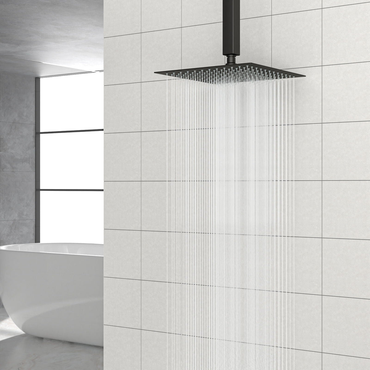 10" Square Rainfall Shower Head with 360° Adjustability – Multiple Colors