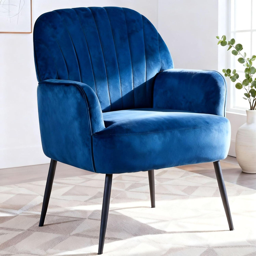 Upholstered Accent Armchair with Shell-Shaped Design - Multiple Colors