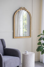 Gold Baroque Style Wall Mirror with Intricate Crown Detailing - 40.2" x 29.9"