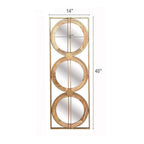 Rectangular 3-Piece Wall Mirror Set with Iron & Mango Wood Frame - Brown