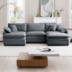 Oversized Modular Cushioned Sofa with Conversible Ottoman - Corduroy