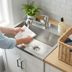 White Laundry Cabinet with Stainless Steel Sink and Pull-Out Faucet