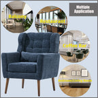 Modern Upholstered Arm Chair with Solid Wood Legs and Pillow - Multiple Colors