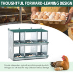 6 Room Metal Chicken Nesting Box with Galvanized Steel Construction - Green