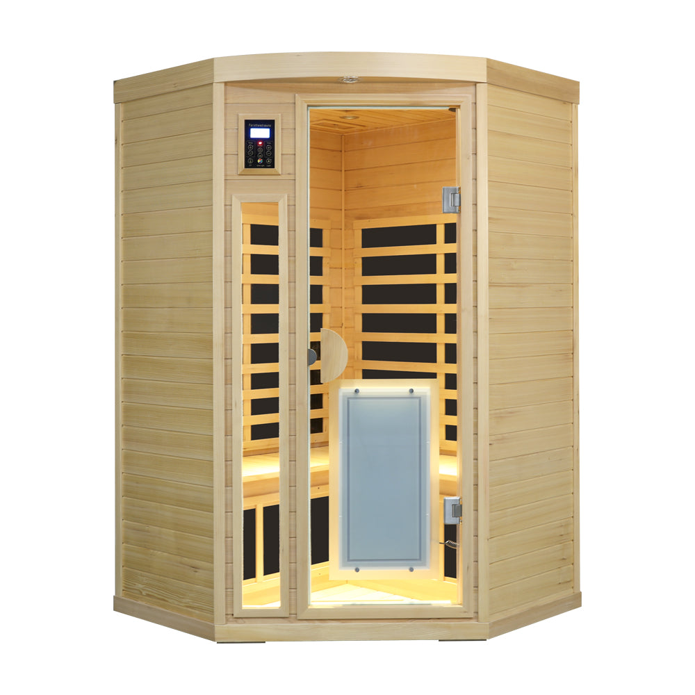 Hemlock Pentagonal Indoor Far Infrared Sauna Room with Digital Controls - Natural Hemlock
