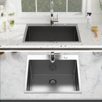 Topmount Kitchen Sink 16 Gauge Single Bowl with Nano Finish - Black