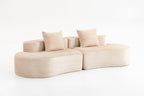 Corduroy 2-Seater Sofa with Lumbar Pillows - 110.24" Fully Compressed