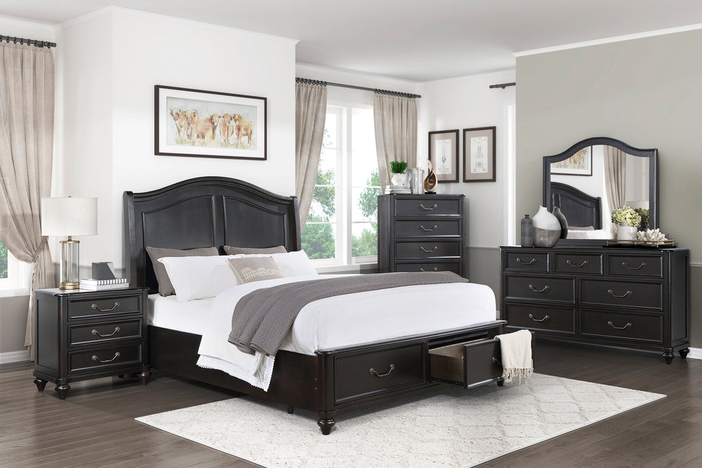 Charcoal Nightstand with Three Drawers - Brown Mix