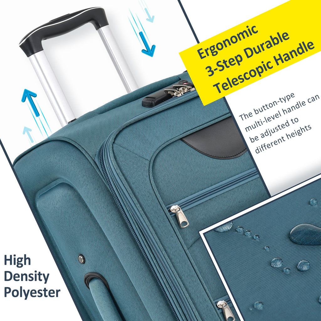 Expandable Softside Luggage 3 Piece Set with Spinner Wheels - Multiple Colors