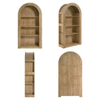 78.74" Tall Arched Bookcase with 4-Tier Shelving - Natural