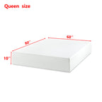 10" Queen Size Mattress with Pressure-Relieving Memory Foam - White