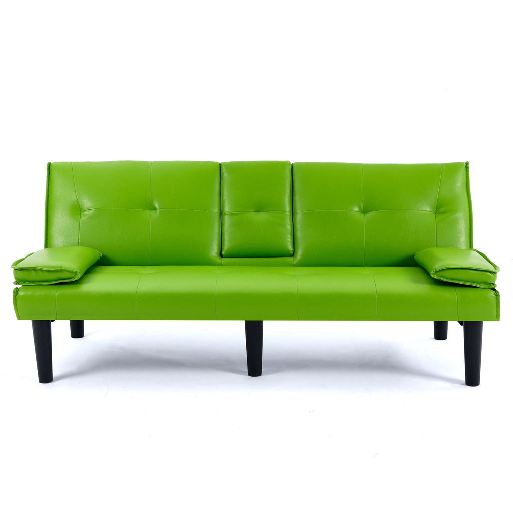 Foldable Sofa Bed with Cup Holder and Solid Wood Frame - Multiple Colors