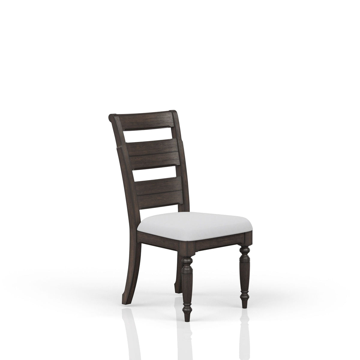 Upholstered Seat Ladderback Side Chair Set with Comfortable Cushions - Coffee