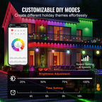 RGB Outdoor String Lights with App Control, 50FT - Multi-Color