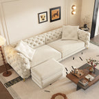 3-In-1 Convertible Sleeper Sofa Set with Deep Seat & Movable Ottoman - White, Beige, Gray