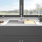 Granite Composite Quartz Kitchen Sink with Workstation - Drop In - Black or White