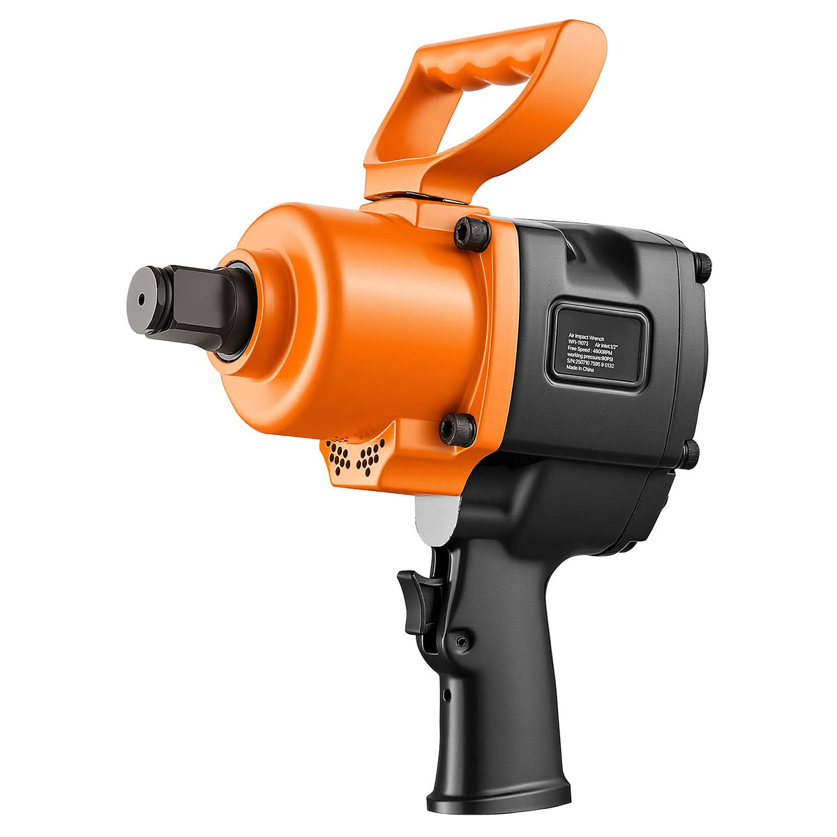 1 Inch Air Impact Wrench with Ergonomic Dual Handles - Black+Orange