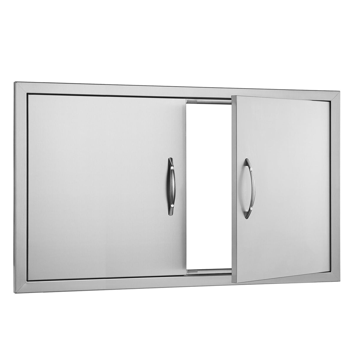 Stainless Steel BBQ Access Door with Ergonomic Handles - Silver