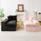 Multifunctional 4-Seater Stationary Sofa with Adjustable Layout - Pink & Black