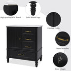 30" Bathroom Vanity with Sink and Soft-Close Drawers - White or Black
