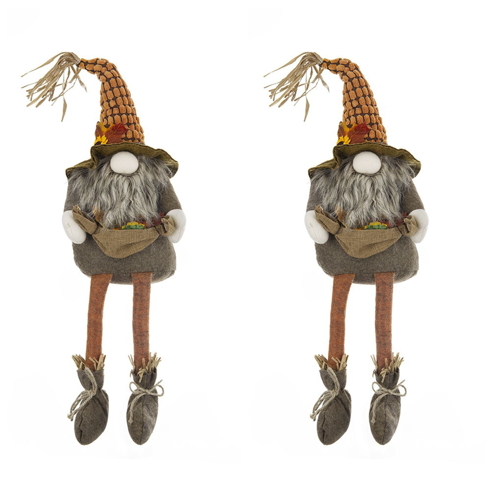 Sitting Gnome With Maple Leaf (Set of 2)