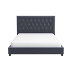 Dark Gray Mid-Century Modern Upholstered Platform Bed with Foam Headboard