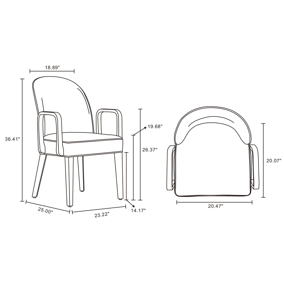 Upholstered Armchair with Solid Beech Wood Frame - Blue or Gray