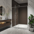 Pivot Shower Door with Tempered Glass and Soft-Close Hinge - Brushed Nickel