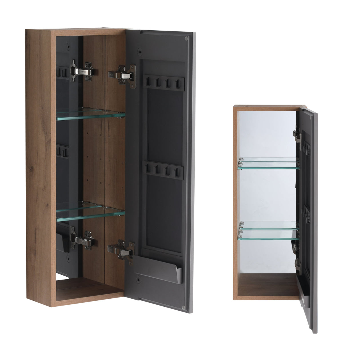 10'' Bathroom Mirror Cabinet with Adjustable Shelves - Imitative Oak