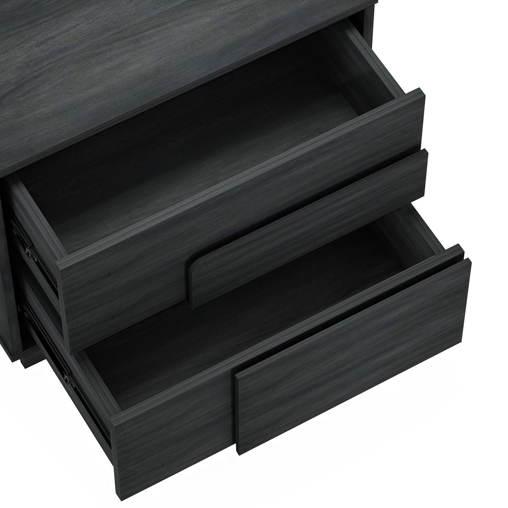 Modern Nightstand with Push to Open Drawers - Dark Gray, Dark Brown, or Light Brown