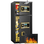 Large Double Door Digital Security Safe with Fireproof and Waterproof Bag - Black