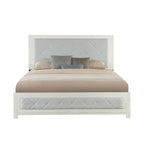 Lozenge Upholstered Panel Bed with Padded Headboard - Beige