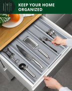 Royal Craft Wood Utensil Drawer Organizer — Gray, 5 Slots
