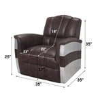 Brown Accent Arm Chair with Patchwork Aluminum Frame - 35" W x 35" D x 35" H