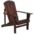 Wooden Adirondack Chair Patio Seating with Cup Holder - Natural Wood
