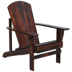 Wooden Adirondack Chair Patio Seating with Cup Holder - Natural Wood