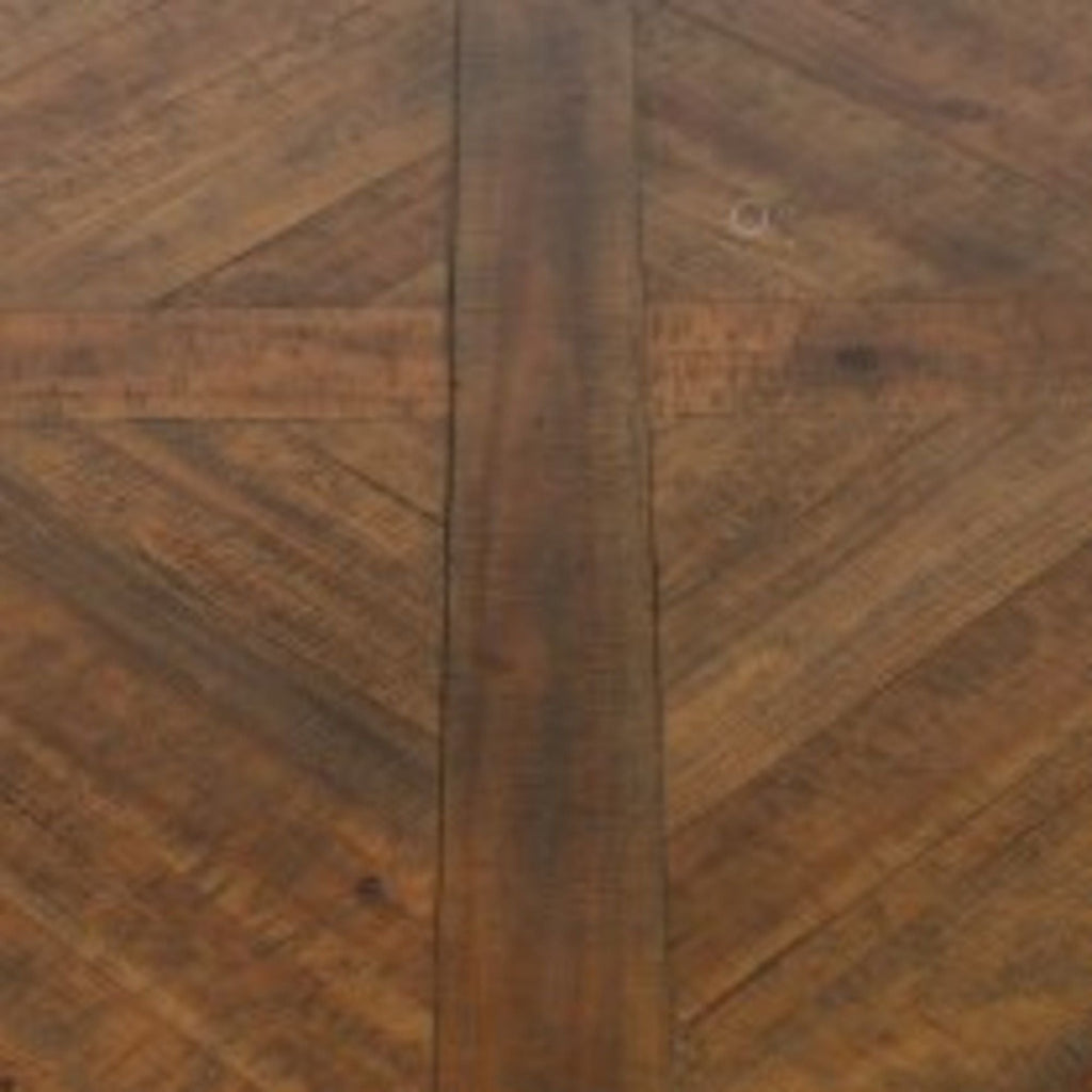 Round Solid Wood Coffee Table with Easy Assembly - Light Brown