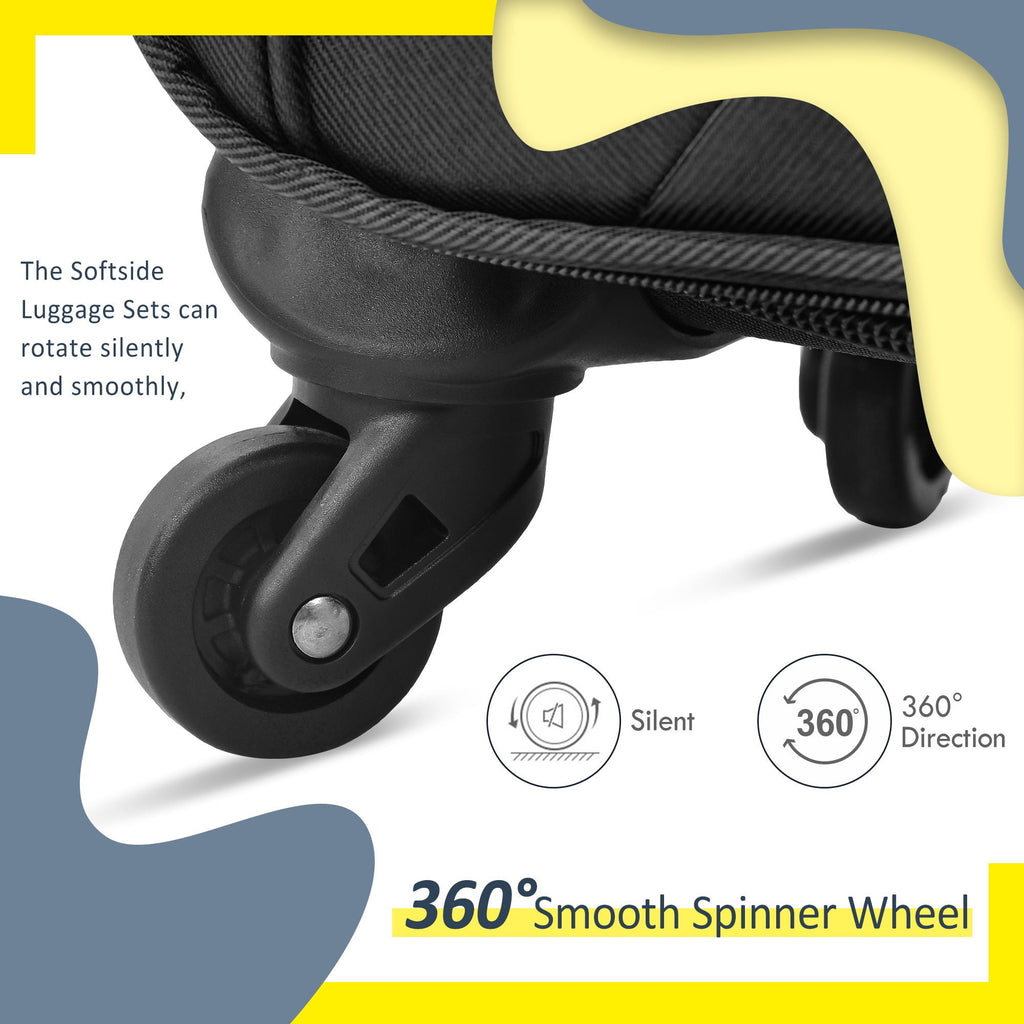 Expandable Softside Luggage 3 Piece Set with Spinner Wheels - Multiple Colors