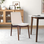 Beige Dining Chair Set of 2 with Solid Wood Construction - Ravel