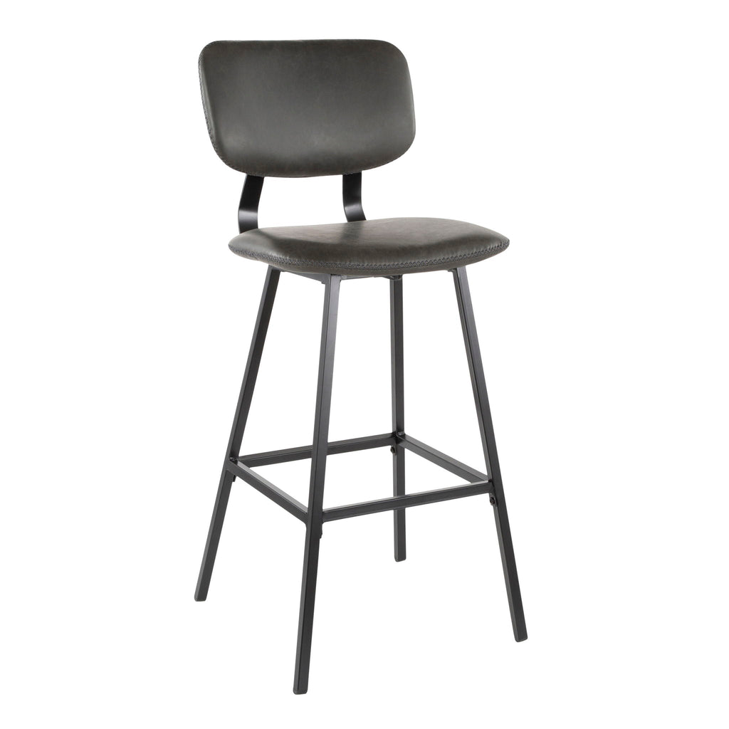 Contemporary Barstool Set with Zig Zag Stitching - Black / Gray