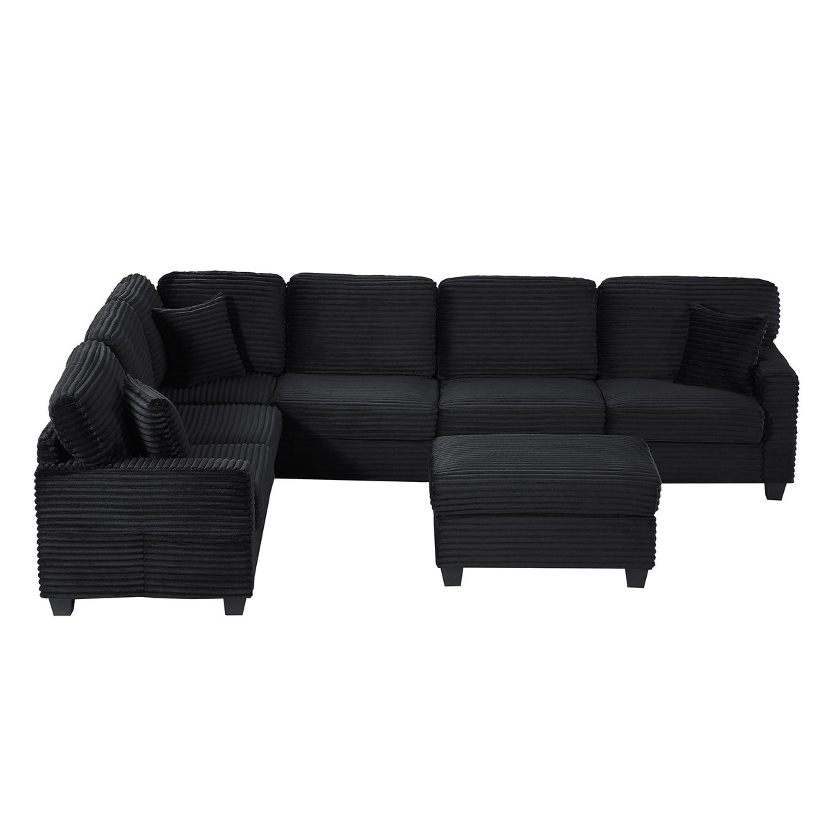 U-Shaped Upholstered Sectional Sofa with Movable Ottoman