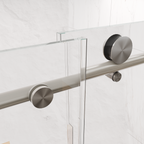 Frameless Sliding Shower Door with Tempered Glass - Brushed Nickel