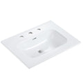 Glossy White Ceramic Integrated Sink with Seamless Design - White